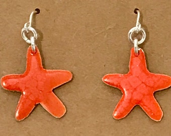 Orange star fish earrings