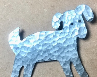Silver Recycled aluminium Dog Brooch. Lightweight and non tarnish.