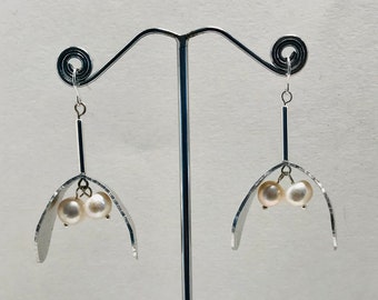 Silver Mistletoe waste aluminium earrings.