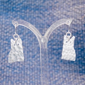 Silver Recycled aluminium Sitting Cat Ear rings. Light weight and non tarnish image 1