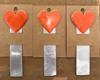 Valentine Red Heart reclaimed aluminium bookmark