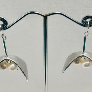 Silver Mistletoe waste aluminium earrings. image 2