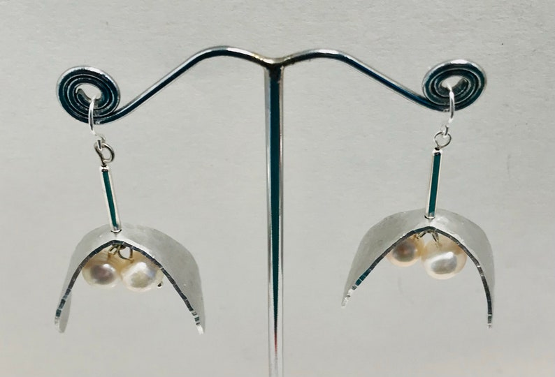 Silver Mistletoe waste aluminium earrings. image 2
