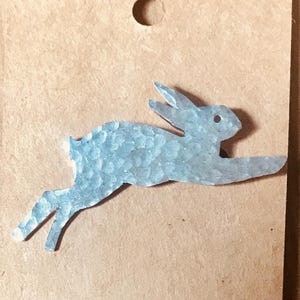 Silver Recycled aluminium Hare Brooch. Light weight and non tarnish.