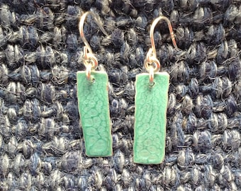 Recycled aluminium Blue Rectangle earrings. Light weight and non tarnish.