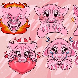 5 pälsklistermärken och emotebaser för katter — Katt- och fursonapaket | Digital nedladdning