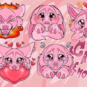 5 Canine Furry Sticker and Emote Bases — Wolf, Fox & Dog Pack | Digital Download