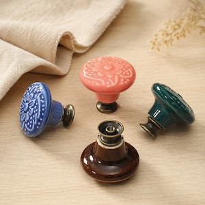 Bloemmotief kastgreep 34 mm decoratieve kastknop voor vintage meubels, dressoirs, lades en kledingkasten
