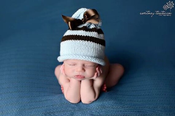 Items similar to Newborn Baby Hat, Newborn Photo Prop, Baby Boy Photo