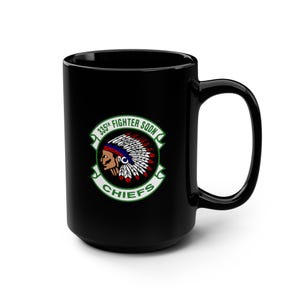 335th Fighter Squadron F-15E Strike Eagle Black Coffee Mug, 15oz Aviation Gift