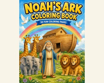 Libro da colorare biblico dell'Arca di Noè, 30 pagine di animali in PDF / Mucca affascinante