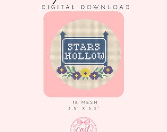 スターズ・ホロウ（ギルモア・ガールズ）ニードルポイント図案 – ニードルポイントキャンバス用デジタルステッチ図案 | PDF（デジタルダウンロード）