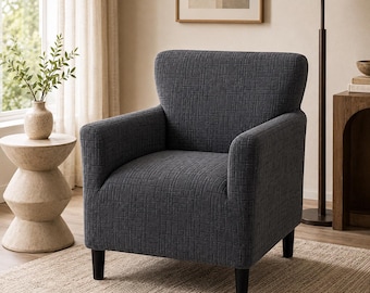 Stretch Jacquard Tub Chair Cover, Fitted Club Armchair Slipcover, Washable Accent Chair Protector, Textured Single Sofa Cover
