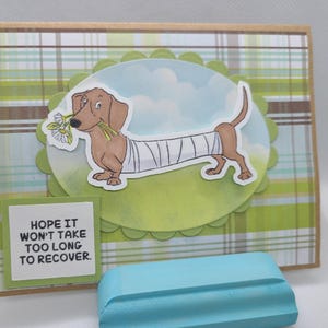 Cartão de melhoras, Cartão de recuperação rápida, Cartão de Daschund, Sinta-se melhor, Cartão de cachorro