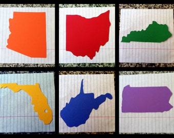 United States, 50 states available, die cut, scrapbook page, page layout,ONE state die cut, single state, state shapes