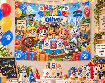 Personalized Puppy Birthday Tapestry, Cute Dog Party Backdrop, Custom Name Birthday Banner, Kids Room Wall Decor, Gift For Kids