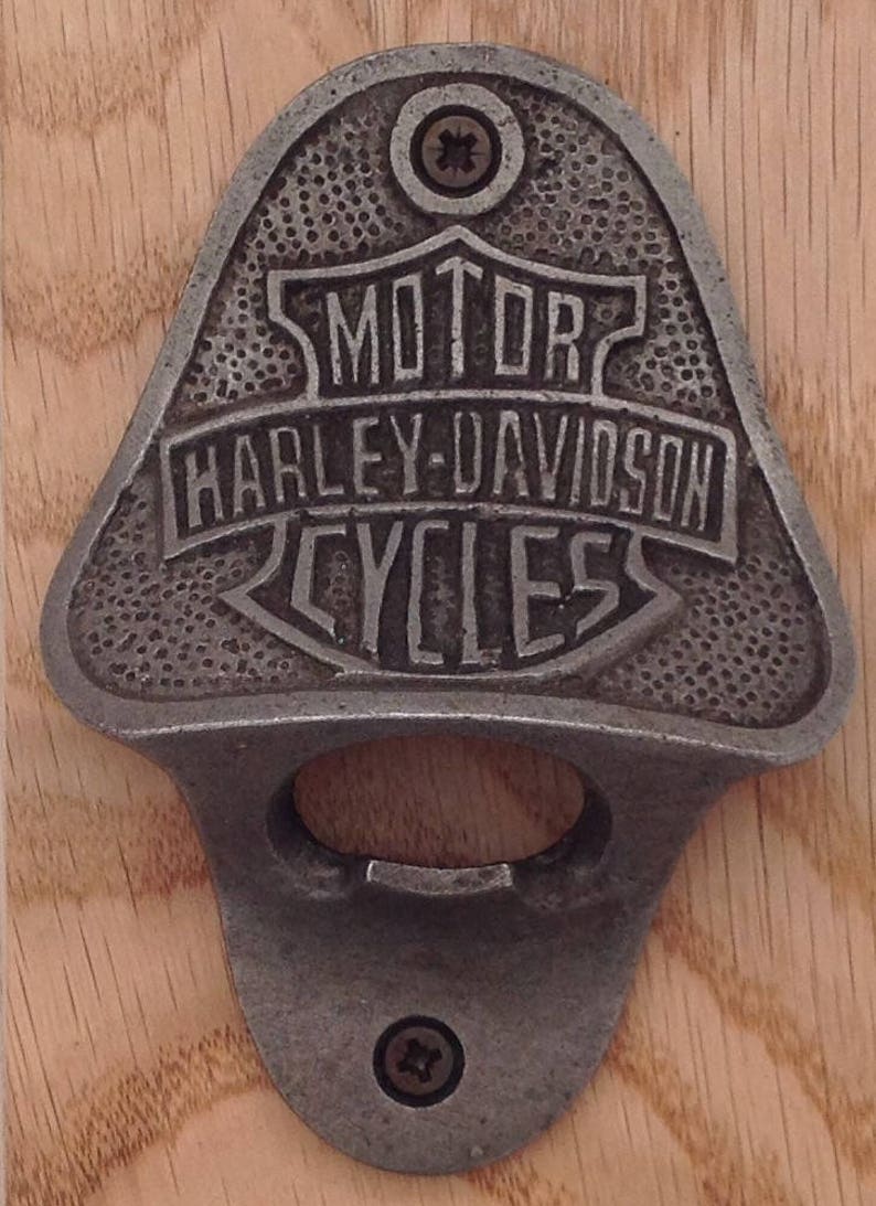 Wall Mounted Cast Iron Harley Davidson Bottle Opener on Oak Etsy