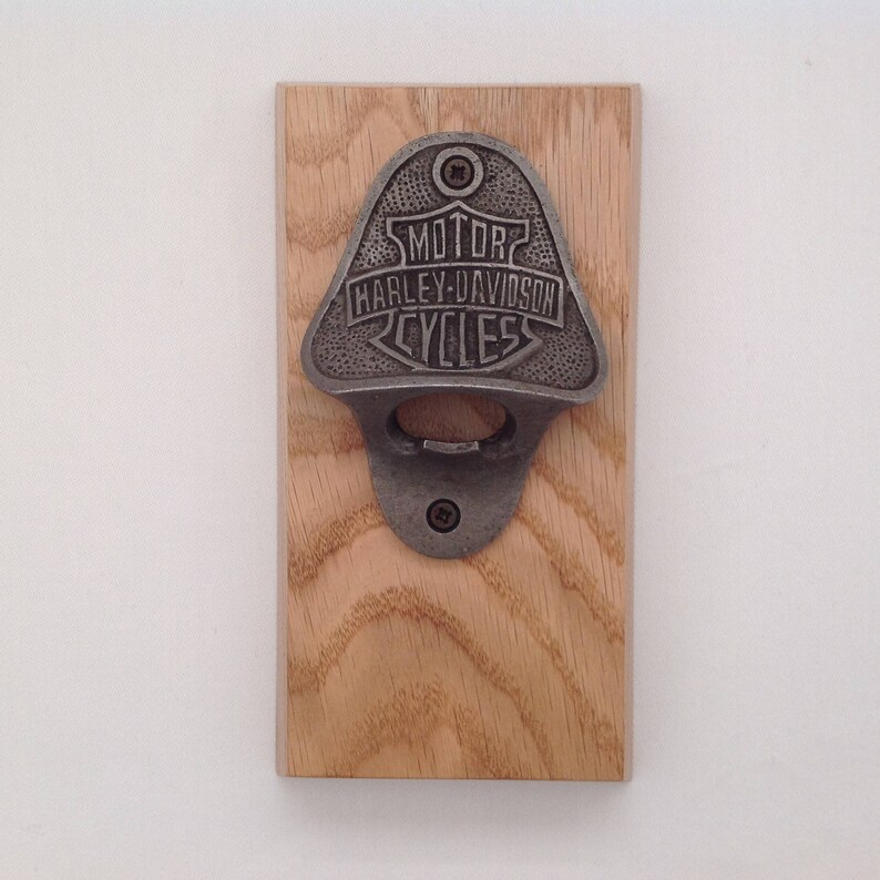 Wall Mounted Cast Iron Harley Davidson Bottle Opener on Oak Etsy