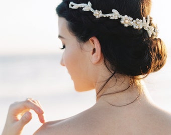 Bridal Hair Vine. Bridal Headpiece. Bridal Beaded Headband {Lynne}