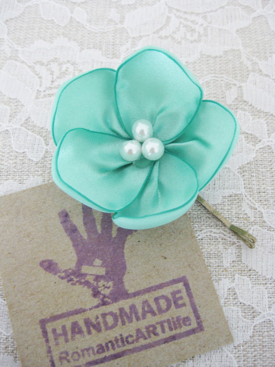 Mint Flower Hair Pin. Mint Flower Hair Piece. Bridesmaid Hair Accessory