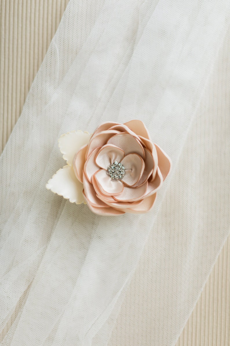 Wedding Flower Hair Clip. Bridal Champagne Flower Clip. Bridal Hair Accessory. image 5