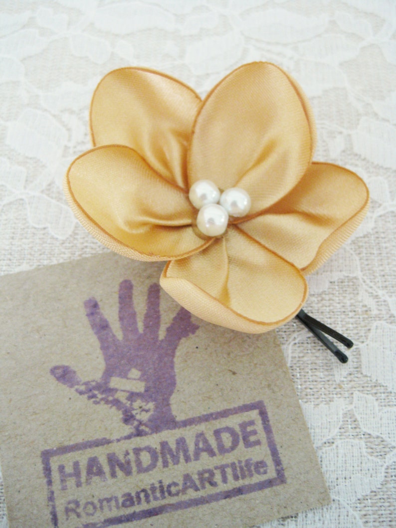 Gold Flower Hair Pin. Gold Flower Hair Piece. Bridesmaid Hair Accessory. image 2