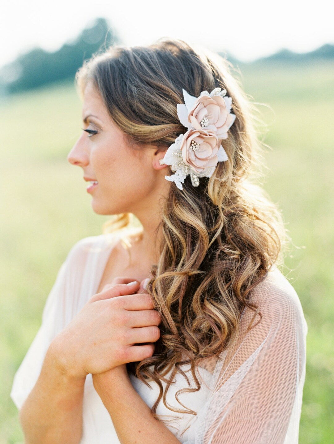 champagne wedding headpiece