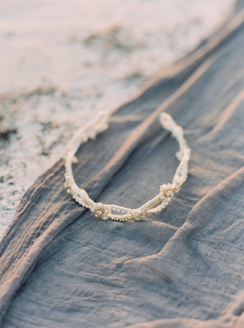 Gold Bridal Headband. Bridal Headpiece. Bridal Crown Margarita image 5