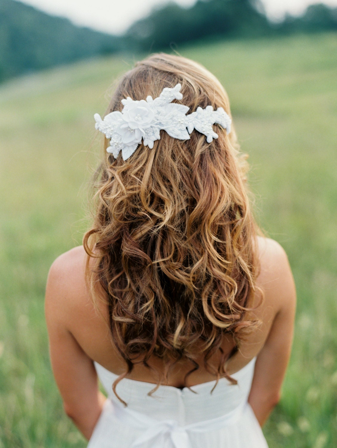Beaded Lace Bridal Headpiece. Beaded Wedding Headpiece. - Etsy