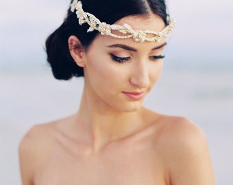 Gold Bridal Headband. Bridal Headpiece. Bridal Crown {Margarita}