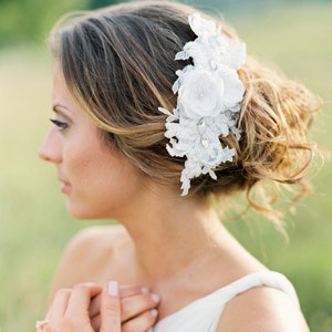 Lace Beaded Bridal Headpiece. Bridal Lace Comb. Bridal Headpiece. image 2