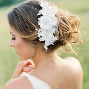 Lace Beaded Bridal Headpiece. Bridal Lace Comb. Bridal Headpiece. image 3