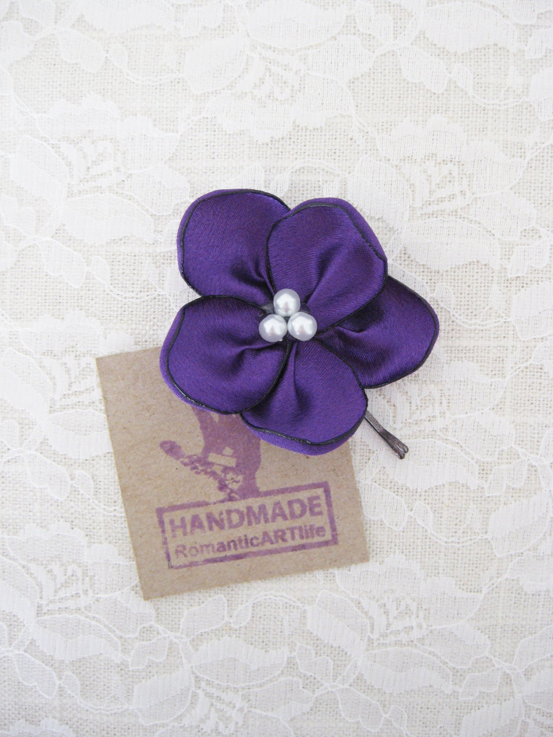 Purple Flower Hair Piece. Purple Flower Hair Pin. Wedding Etsy