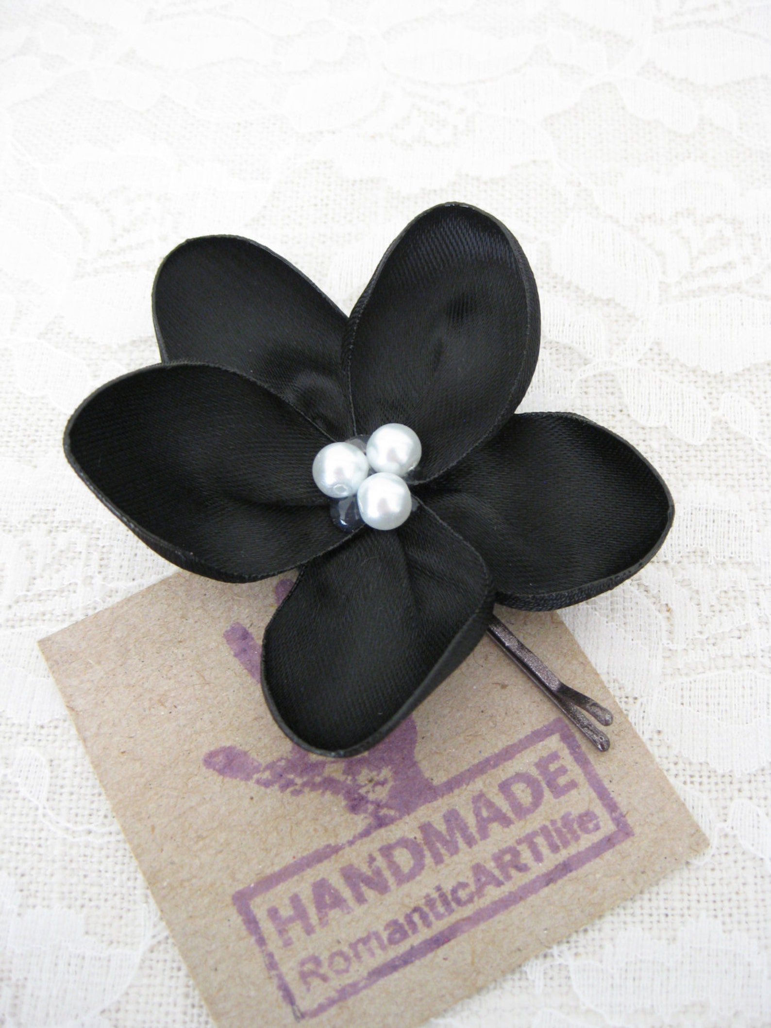 Black Flower Hair Pin. Black Flower Hair Piece. Bridesmaids Flower ...