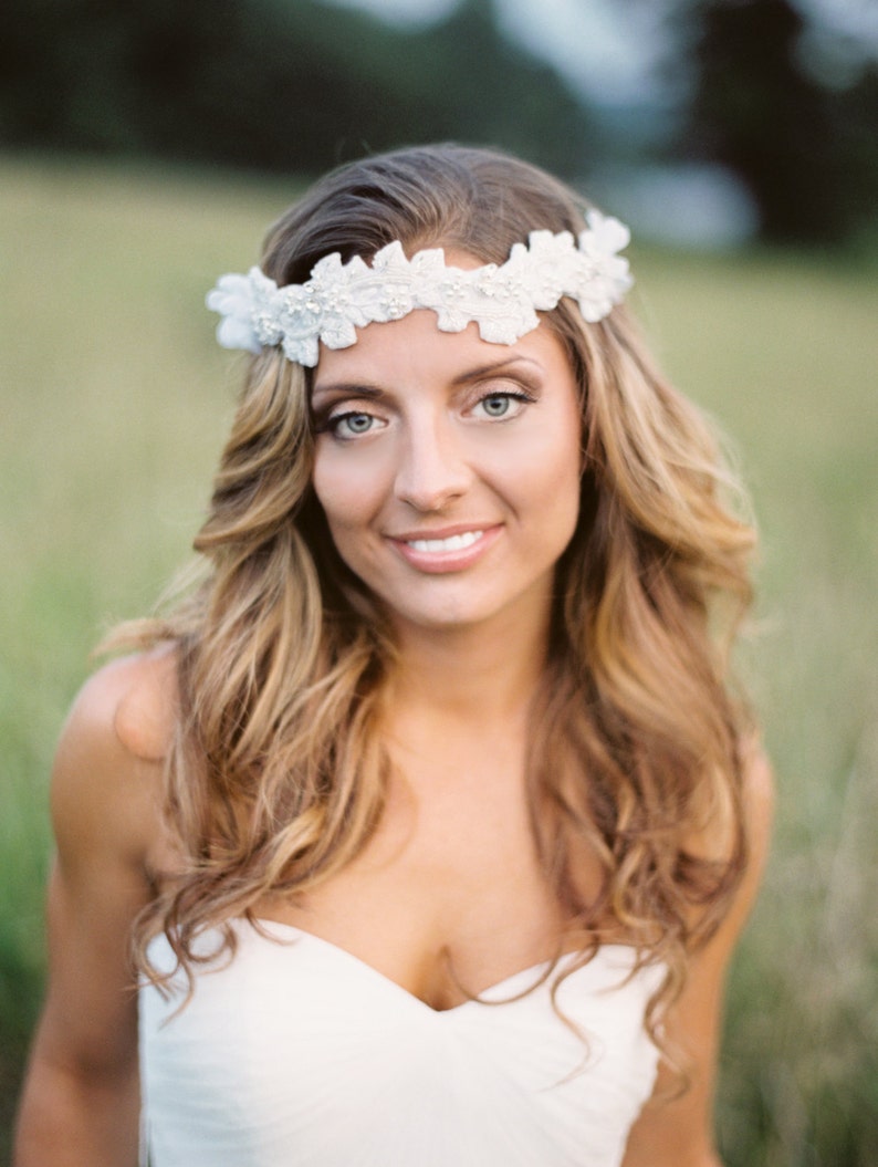 Bohemian Bridal Headpiece. Boho Headband . Whimsical Flower Etsy