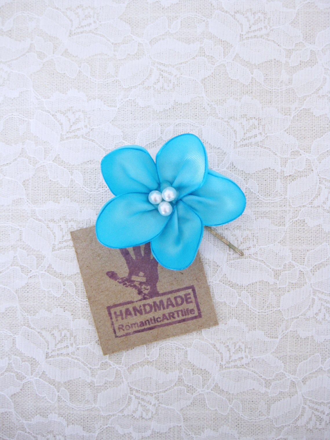 Aqua Blue Flower Hair Pin. Aqua Blue Flower Hair Accessory. Bridesmaid Flower Hair Piece. Etsy