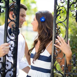 Navy Blue Bridesmaids Flower Hair Pin. Navy Blue Flower Pin. Flower Hair Accessory. image 4