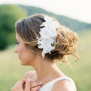 Lace Beaded Bridal Headpiece. Bridal Lace Comb. Bridal Headpiece. image 4