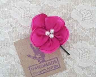 Pink Flower Hair Pin. Flower Hair Piece. Bridesmaid Flower Hair Piece.