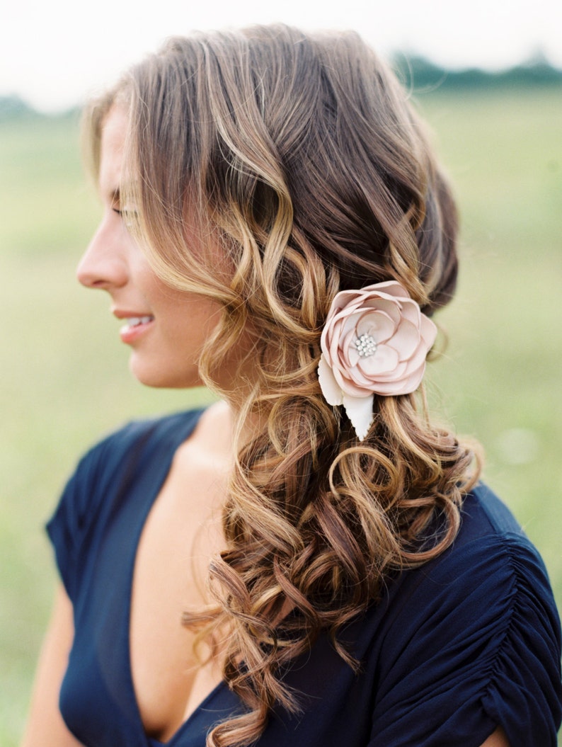 Wedding Flower Hair Clip. Bridal Champagne Flower Clip. Bridal Hair Accessory. image 3