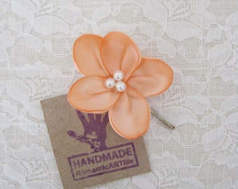 Peach Flower Hair Piece. Peach Flower Hair Pin. Flower Hair Accessory.