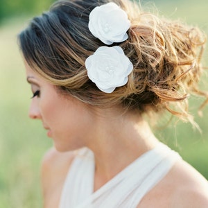 Bridal Ivory Flower Pin Set of 2 Flowers. Bridal Hair Accessory. image 5