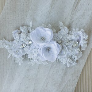 Lace Beaded Bridal Headpiece. Bridal Lace Comb. Bridal Headpiece. image 5