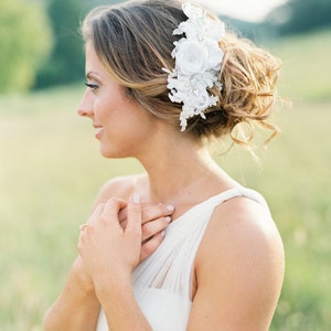 Lace Beaded Bridal Headpiece. Bridal Lace Comb. Bridal Headpiece. image 1