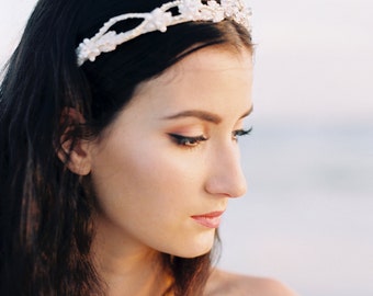 Bridal Crown. Bridal Tiara. Bridal Flower Tiara {Meredith}