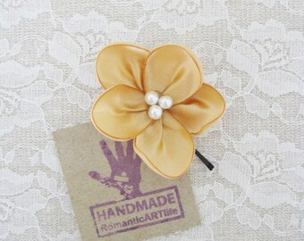 Gold Flower Hair Pin. Gold Flower Hair Piece. Bridesmaid Hair Accessory.