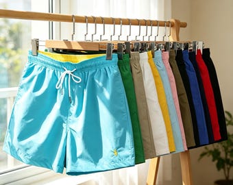 Men's Quick Dry Swim Shorts, Running Shorts, Beach Surf Trunks, Loose Sport Lounge Shorts, Summer Activewear