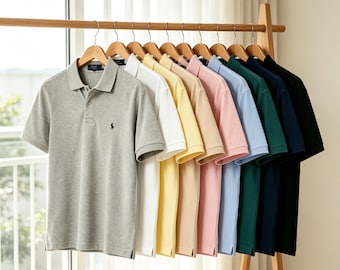 Ralph Lauren Cotton Pique Polo Shirt, Classic Fit,Men's Short Sleeve Casual Polo