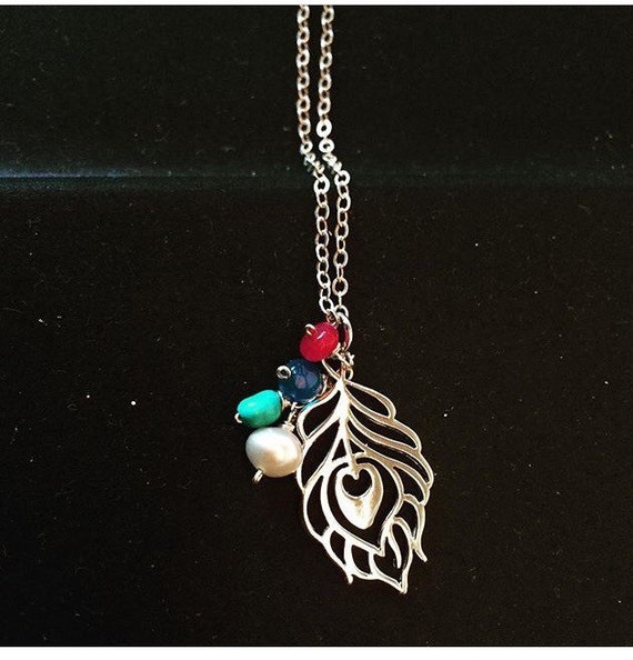 Krishna Necklace, Peacock Feather with Gemstones - Main Image