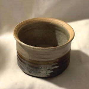 Signed J. Schafer Vintage Studio Pottery Vessel Hand-Thrown Earthy Stoneware Pot Artisanal Small Planter or Desk Caddy
